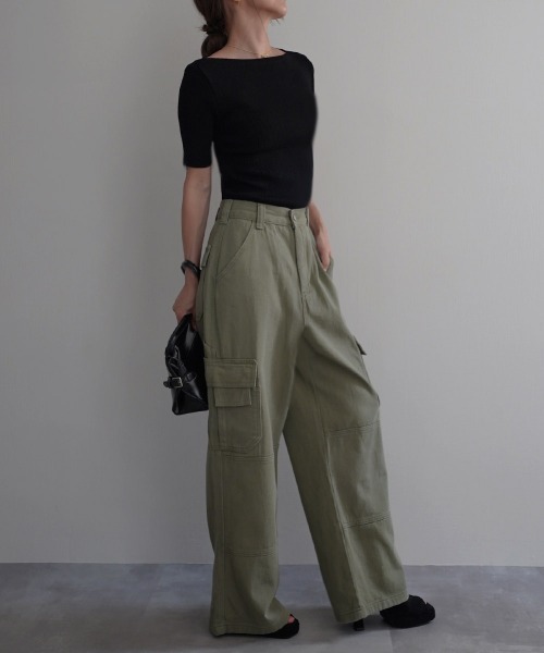 Rashik(ラシク)の「【Rashik】リブボートネックプルオーバー(Tシャツ/カットソー・レディース・ホワイト/ライトイエロー/ブラック/ピンク・FREE)」の8枚目の写真