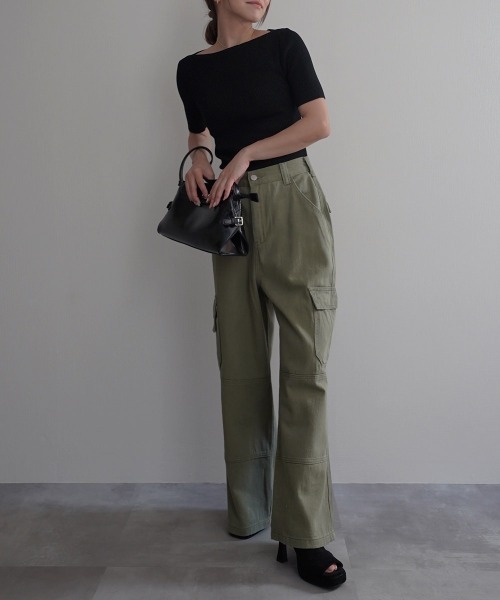 Rashik(ラシク)の「【Rashik】リブボートネックプルオーバー(Tシャツ/カットソー・レディース・ホワイト/ライトイエロー/ブラック/ピンク・FREE)」の5枚目の写真