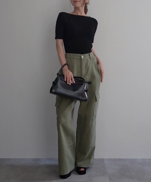 Rashik(ラシク)の「【Rashik】リブボートネックプルオーバー(Tシャツ/カットソー・レディース・ホワイト/ライトイエロー/ブラック/ピンク・FREE)」の7枚目の写真