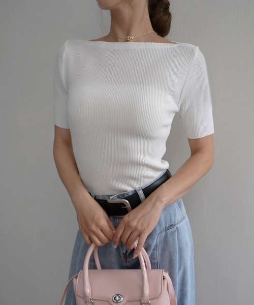 Rashik(ラシク)の「【Rashik】リブボートネックプルオーバー(Tシャツ/カットソー・レディース・ホワイト/ライトイエロー/ブラック/ピンク・FREE)」の15枚目の写真