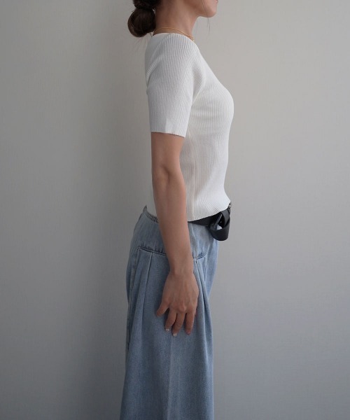 Rashik(ラシク)の「【Rashik】リブボートネックプルオーバー(Tシャツ/カットソー・レディース・ホワイト/ライトイエロー/ブラック/ピンク・FREE)」の10枚目の写真