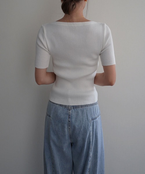 Rashik(ラシク)の「【Rashik】リブボートネックプルオーバー(Tシャツ/カットソー・レディース・ホワイト/ライトイエロー/ブラック/ピンク・FREE)」の11枚目の写真