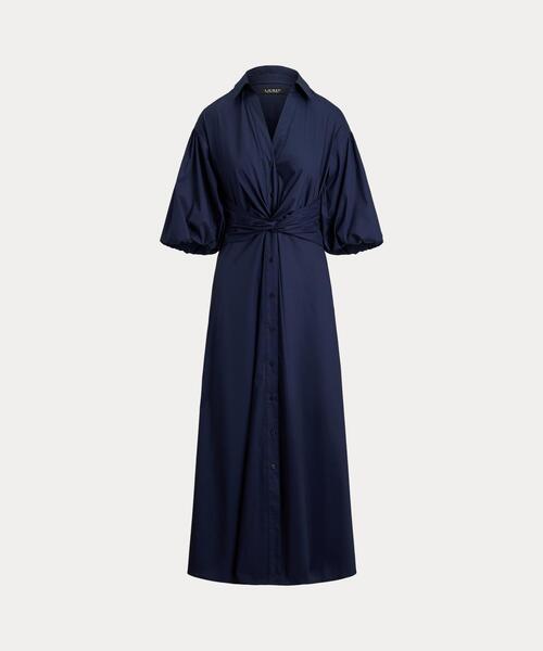 LAUREN RALPH LAUREN（ローレン ラルフ ローレン）の「ツイストフロント バブルスリーブ シャツドレス（シャツワンピース・レディース・ネイビー系1・2/0/4/6/00）」の2枚目の写真