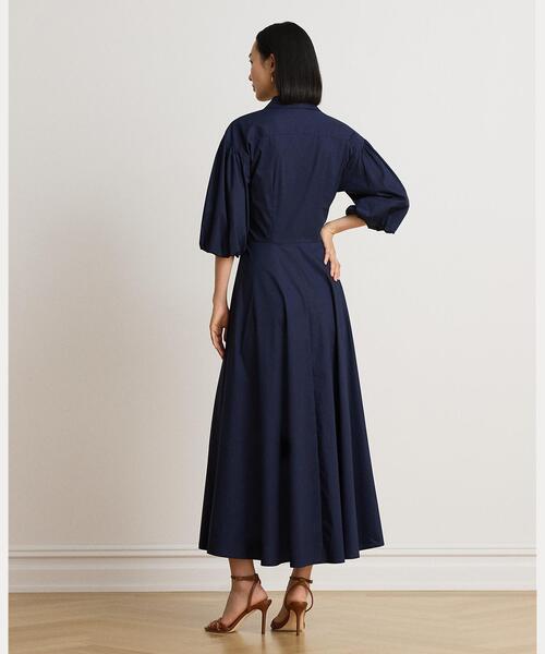 LAUREN RALPH LAUREN（ローレン ラルフ ローレン）の「ツイストフロント バブルスリーブ シャツドレス（シャツワンピース・レディース・ネイビー系1・2/0/4/6/00）」の4枚目の写真