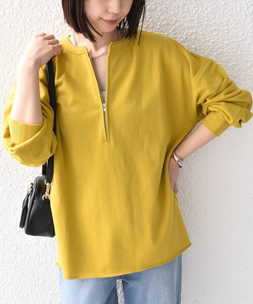 SHIPS Colors（シップス カラーズ）の「【WEB限定】SHIPS Colors:〈手洗い可能〉フロントジップ スウェット◆（スウェット・レディース・イエロー系/ブラック/カーキ・ONE SIZE）」の3枚目の写真
