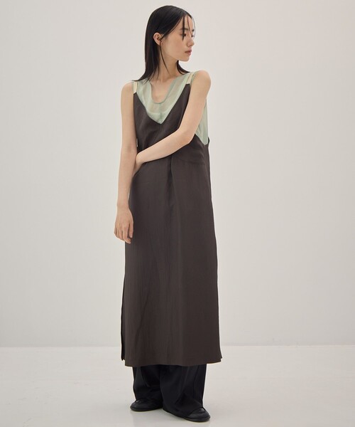 muller of yoshiokubo（ミュラーオブヨシオクボ）の「[muller of yoshiokubo/ミュラー オブ ヨシオクボ]別注Layered Dress/レイヤードドレス/ワンピース（ワンピース・レディース・グリーン/ダークグレー・36/38）」の7枚目の写真