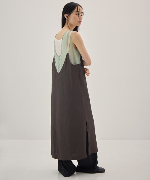 muller of yoshiokubo（ミュラーオブヨシオクボ）の「[muller of yoshiokubo/ミュラー オブ ヨシオクボ]別注Layered Dress/レイヤードドレス/ワンピース（ワンピース・レディース・グリーン/ダークグレー・36/38）」の4枚目の写真