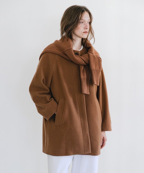 URBAN RESEARCH(アーバンリサーチ)の「スーパー100ウールモッサノーカラーコート(その他アウター・レディース・ブラウン系その他/ネイビー・36/38)」の2枚目の写真