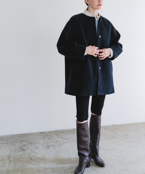 URBAN RESEARCH(アーバンリサーチ)の「スーパー100ウールモッサノーカラーコート(その他アウター・レディース・ブラウン系その他/ネイビー・36/38)」の5枚目の写真