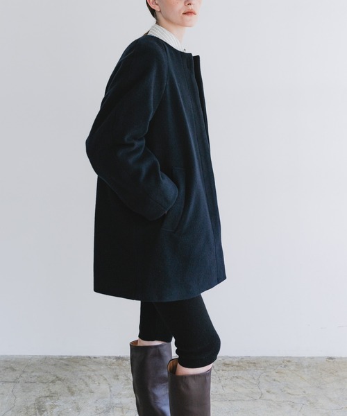 URBAN RESEARCH(アーバンリサーチ)の「スーパー100ウールモッサノーカラーコート(その他アウター・レディース・ブラウン系その他/ネイビー・36/38)」の6枚目の写真