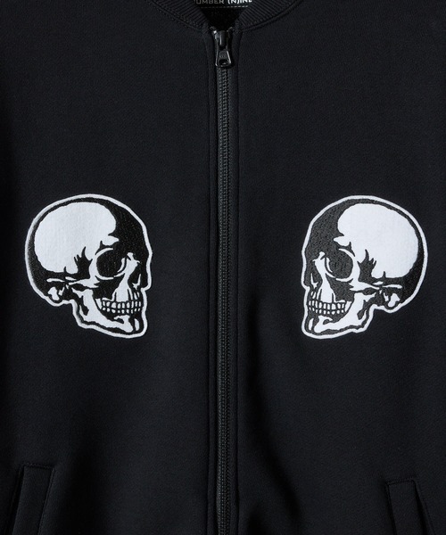 NUMBER (N)INE(ナンバーナイン)の「2P SKULL WAPPEN RIB COLLAR FRENCH TERRY TRACK JACKET / 2スカル ワッペン刺繍 リブカラー スウェット トラックジャケット(ジャージ・メンズ・ブラック・2/4/3)」の5枚目の写真