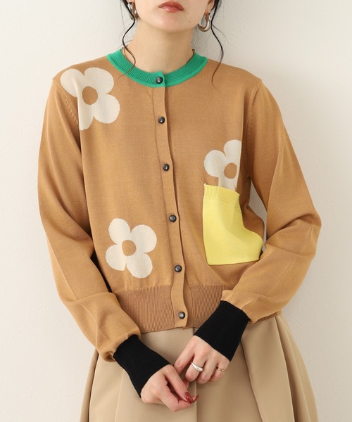 Orla Kiely(-)の「トリプルフラワー カーディガン(カーディガン/ボレロ・レディース・ブラウン・38/M)」の1枚目の写真