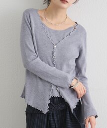 【WEB限定】シルバーボタンレイヤードニット