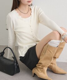 【WEB限定】シルバーボタンレイヤードニット