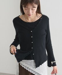 【WEB限定】シルバーボタンレイヤードニット