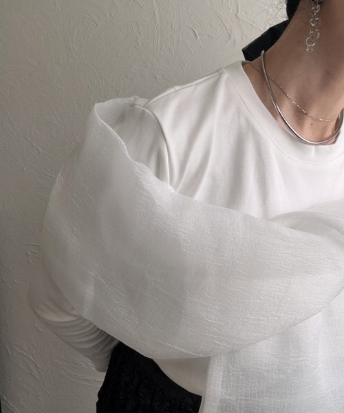 deux amour(ドゥーザムール)の「胸元長袖カシュクールトップス(Tシャツ/カットソー・レディース・ホワイト/ブラック/ピンク・MEDIUM)」の13枚目の写真