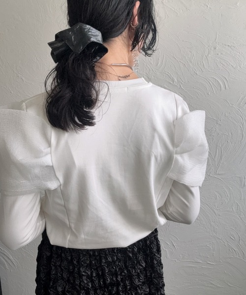 deux amour(ドゥーザムール)の「胸元長袖カシュクールトップス(Tシャツ/カットソー・レディース・ホワイト/ブラック/ピンク・MEDIUM)」の15枚目の写真