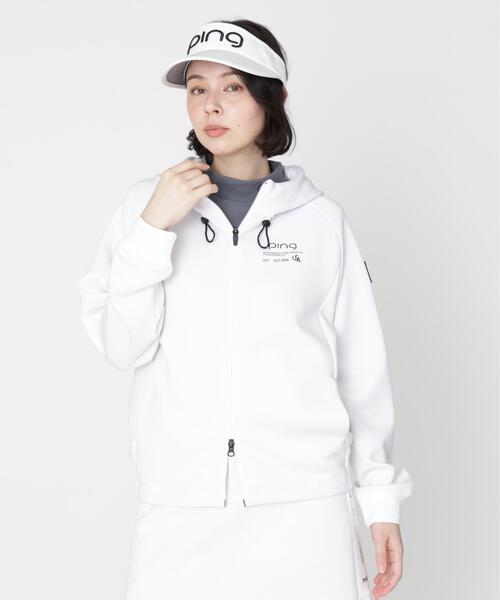 PING（ピン）の「【PING APPAREL】全方向ストレッチダンボールニットフルジップフーディー (LADIES)（スウェット・レディース・ブラック/ホワイト/グレー/ベージュ・LL/L/S/M）」の6枚目の写真