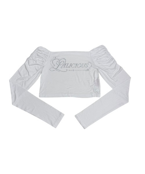 lilLilly（リルリリー）の「シャーリングオフショルトップス（LILICIOUS by lilLilly）（Tシャツ/カットソー・レディース・ホワイト/グレー/ピンク・FREE）」の2枚目の写真