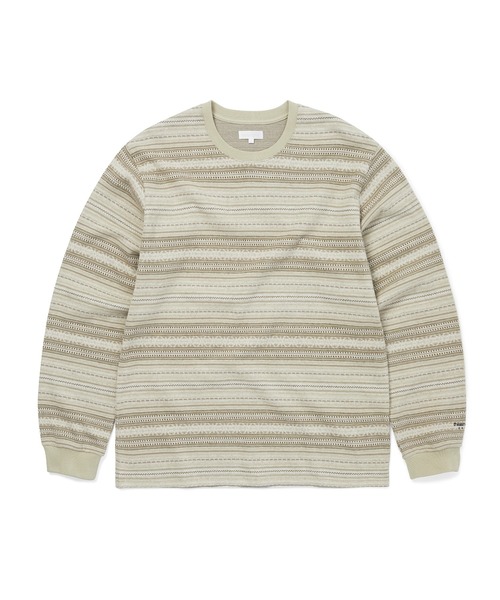 thisisneverthat(ディスイズネバーザット)の「Pattern Striped L/S Tee(Tシャツ/カットソー・メンズ・アイボリー/ブラウン・L/S/M/XL)」の1枚目の写真