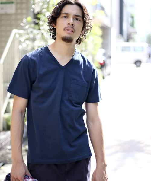 Denime(ドゥニーム)の「【MadeInJapan】BASIC CUTSEW/ベーシックカットソーVネックポケT(Tシャツ/カットソー・メンズ・ホワイト/ネイビー/杢グレー/ブラック/ライトブラウン・LARGE/SMALL/MEDIUM/X-SMALL/X-LARGE)」の5枚目の写真