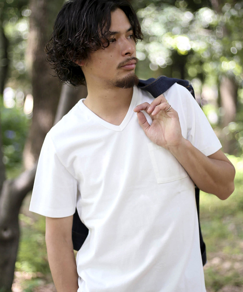 Denime(ドゥニーム)の「【MadeInJapan】BASIC CUTSEW/ベーシックカットソーVネックポケT(Tシャツ/カットソー・メンズ・ホワイト/ネイビー/杢グレー/ブラック/ライトブラウン・LARGE/SMALL/MEDIUM/X-SMALL/X-LARGE)」の22枚目の写真