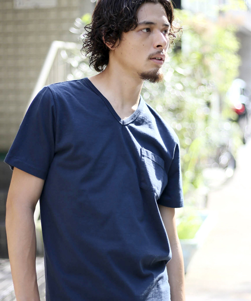 Denime(ドゥニーム)の「【MadeInJapan】BASIC CUTSEW/ベーシックカットソーVネックポケT(Tシャツ/カットソー・メンズ・ホワイト/ネイビー/杢グレー/ブラック/ライトブラウン・LARGE/SMALL/MEDIUM/X-SMALL/X-LARGE)」の11枚目の写真