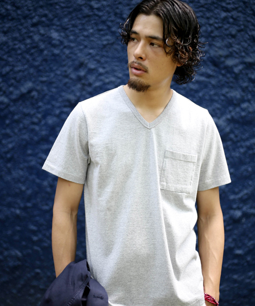 Denime(ドゥニーム)の「【MadeInJapan】BASIC CUTSEW/ベーシックカットソーVネックポケT(Tシャツ/カットソー・メンズ・ホワイト/ネイビー/杢グレー/ブラック/ライトブラウン・LARGE/SMALL/MEDIUM/X-SMALL/X-LARGE)」の14枚目の写真