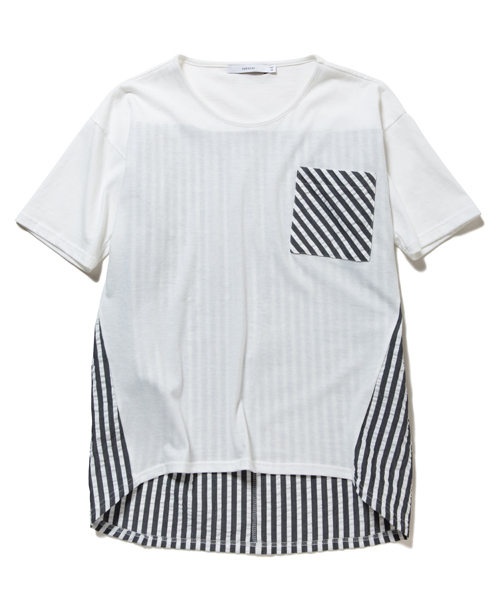 rehacer（レアセル）の「rehacer : Wave Slape Cutsew（Tシャツ/カットソー・メンズ・ホワイト/ネイビー・SMALL/LARGE/MEDIUM）」の4枚目の写真