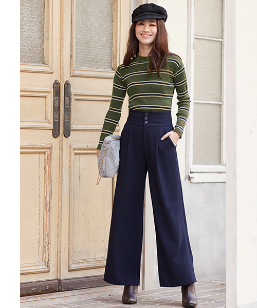 Pierrot（ピエロ）の「リブ編みニットハイネックトップス（ニット/セーター・レディース・カーキ/グレー系その他/ブラック/ブルー系その他/ネイビー/グリーン系その他/杢グレー/ベージュ/アイボリー/ブラウン系その他・L/M）」の13枚目の写真