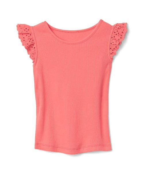 GAP（ギャップ）の「Gap クローシェスリーブTシャツ（Tシャツ/カットソー・キッズ・コーラルピンク/ダークネイビー/ヘザ－グレー/アイボリー/ライトピンク/レッド・80ｃｍ/95cm/110cm/90cm/105cm/100cm）」の6枚目の写真