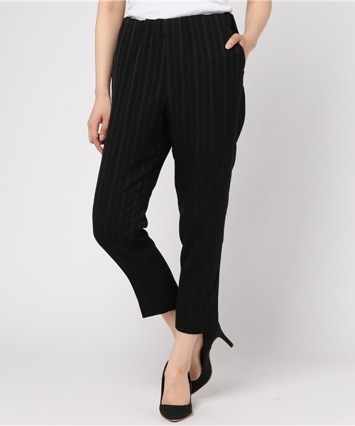 LBC（エルビーシー）の「ストライプインベルトトラウザー   （その他パンツ・レディース・ブラック/ホワイト・LARGE/MEDIUM）」の2枚目の写真