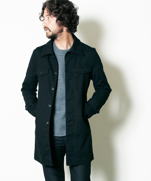 Magine（マージン）の「SULFUR OX STRETCH MILITARY COAT：サルファーオックス ストレッチミリタリー コート（ミリタリージャケット・メンズ・ネイビー/ブラック/オリーブ・46/48/44）」の2枚目の写真