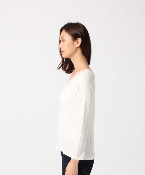 GLOBAL WORK（グローバルワーク）の「リブレースインナー長袖/764844（Tシャツ/カットソー・レディース・ホワイト/ブラック/グレー/ピンク系その他・MEDIUM/LARGE）」の9枚目の写真
