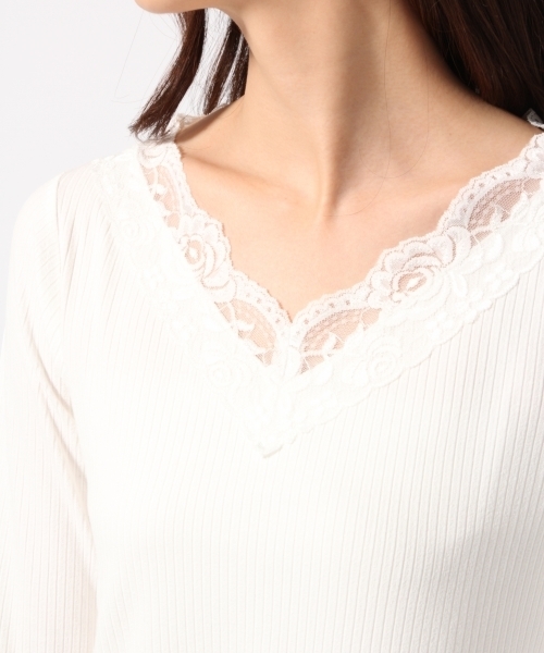 GLOBAL WORK（グローバルワーク）の「リブレースインナー長袖/764844（Tシャツ/カットソー・レディース・ホワイト/ブラック/グレー/ピンク系その他・MEDIUM/LARGE）」の5枚目の写真