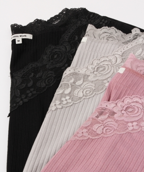 GLOBAL WORK（グローバルワーク）の「リブレースインナー長袖/764844（Tシャツ/カットソー・レディース・ホワイト/ブラック/グレー/ピンク系その他・MEDIUM/LARGE）」の6枚目の写真