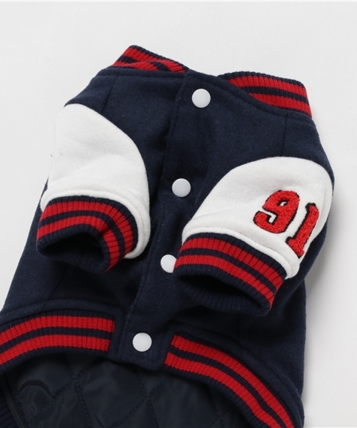 XLARGE(エクストララージ)の「XLARGE/エクストララージ/OGロゴバーシティジャケット/犬服(ドッグウェア)(ペットウェア・レディース・ネイビー/グレー・2L/2M/S/XS/M/L)」の5枚目の写真