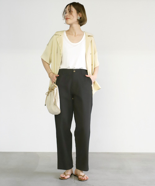 select MOCA(セレクトモカ)の「柔らかコットン素材◆ハイウエスト美シルエット両サイドポケットベルトループ付きベイカーパンツ(その他パンツ・レディース・ベージュ/ネイビー/カーキ/ブラック/アイボリー/オレンジ・FREE)」の12枚目の写真