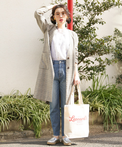 LOWRYS FARM(ローリーズファーム)の「ロングノーカラーコート 785462(ノーカラージャケット・レディース・ベージュ/ブラック系その他/チェック/ブルー・LARGE/MEDIUM)」の14枚目の写真