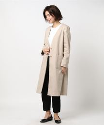 LOWRYS FARM | ロングノーカラーコート　785462(ノーカラージャケット)
