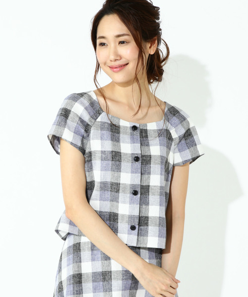 NATURAL BEAUTY BASIC（ナチュラルビューティーベーシック）の「【JJ 7月号掲載】チェックブラウス（シャツ/ブラウス・レディース・ブルー系その他/ベージュ系その他・MEDIUM/SMALL）」の2枚目の写真