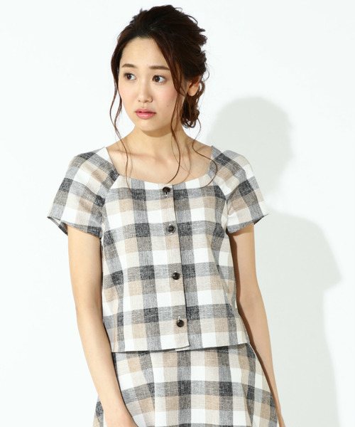 NATURAL BEAUTY BASIC（ナチュラルビューティーベーシック）の「【JJ 7月号掲載】チェックブラウス（シャツ/ブラウス・レディース・ブルー系その他/ベージュ系その他・MEDIUM/SMALL）」の3枚目の写真