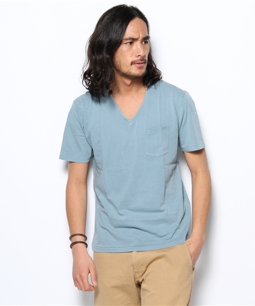 WEGO（ウィゴー）の「WEGO/ピグメントVネックポケットTee（S）（Tシャツ/カットソー・メンズ・オフホワイト/スミクロ/ブルー/イエロー/レッド・MEDIUM/LARGE）」の3枚目の写真