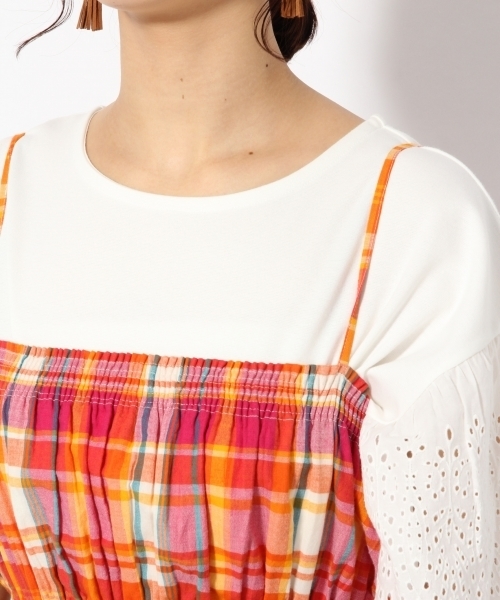 LOWRYS FARM（ローリーズファーム）の「マドラスチェックキャミワンピース　786737（ワンピース・レディース・カーキ/ピンク・MEDIUM/LARGE）」の8枚目の写真