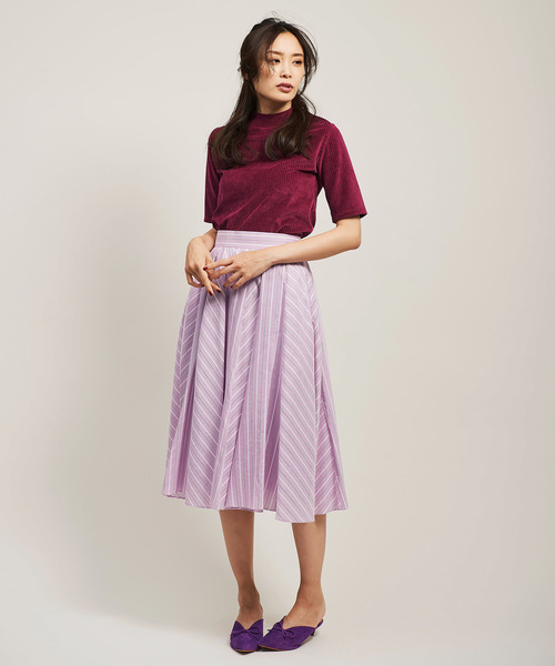 The Virgnia（ザ ヴァージニア）の「スタンドネックコーディロイ半袖Ｔ（Tシャツ/カットソー・レディース・ネイビー/サックスブルー/ボルドー/ラベンダー・FREE）」の7枚目の写真