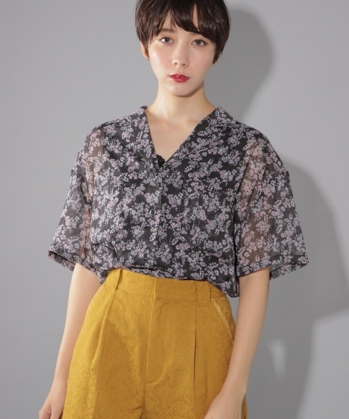 PAGEBOY（ページボーイ）の「フラワー開襟シャツ（シャツ/ブラウス・レディース・ホワイト/ブラック/オレンジ・FREE）」の9枚目の写真