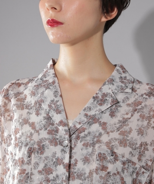 PAGEBOY（ページボーイ）の「フラワー開襟シャツ（シャツ/ブラウス・レディース・ホワイト/ブラック/オレンジ・FREE）」の14枚目の写真