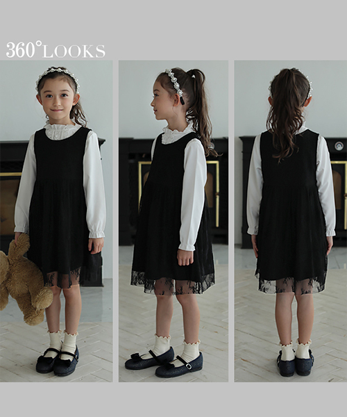 devirock(デビロック)の「花柄チュールワンピース(ドレス・キッズ・ブラック・110cm/100cm/120cm/130cm/140cm/150cm/160cm)」の8枚目の写真