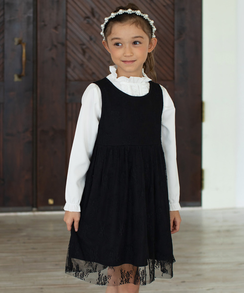 devirock(デビロック)の「花柄チュールワンピース(ドレス・キッズ・ブラック・110cm/100cm/120cm/130cm/140cm/150cm/160cm)」の1枚目の写真