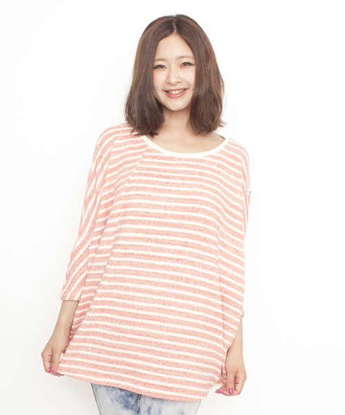 X-girl（エックスガール）の「BORDER LIGHT-SWEAT TOP（スウェット・レディース・ブラック/レッド/ブルー・1/2）」の3枚目の写真